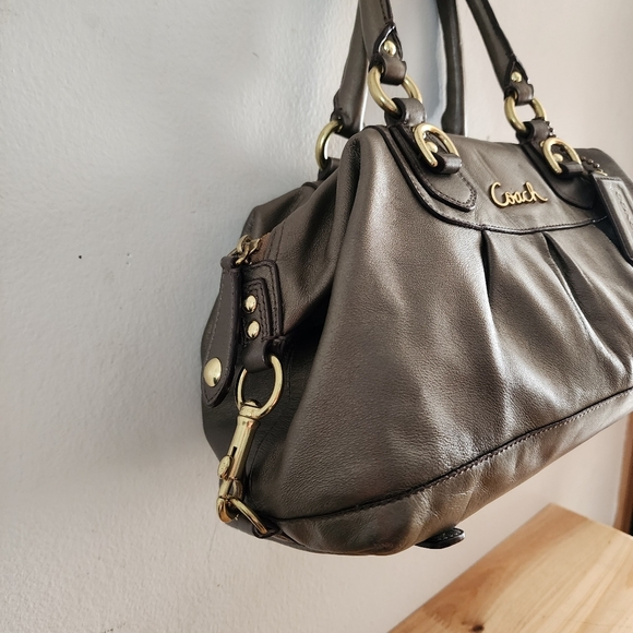 Coach Ashley Convertible Leather Metallic Satchel Handbag Purse F15445 - Picture 4 of 16